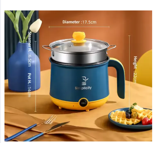 Rice Cooker Multicooker Simplicity Portable Electric Multicooker Cooking Pot With Steamer and Multipurpose 1.8 Liter Electric Cooker Pot Manual electric heating pot Cooker Rice cooker