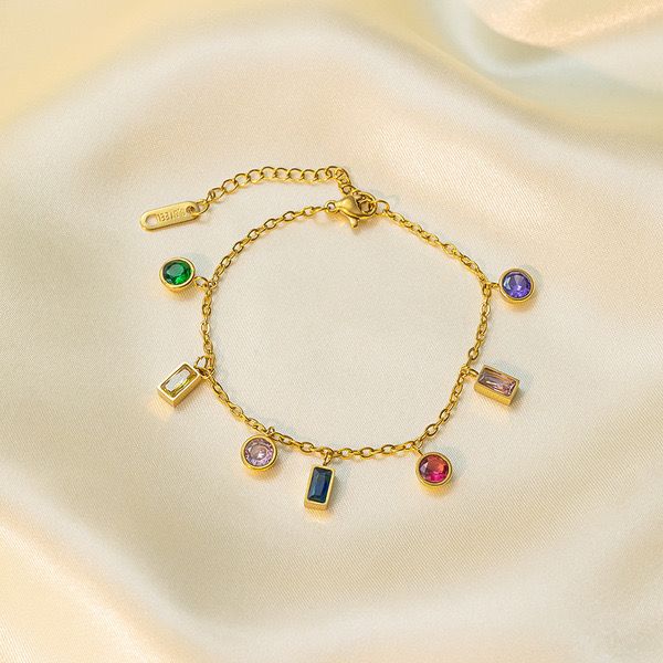 Colored zircon stone bracelet
