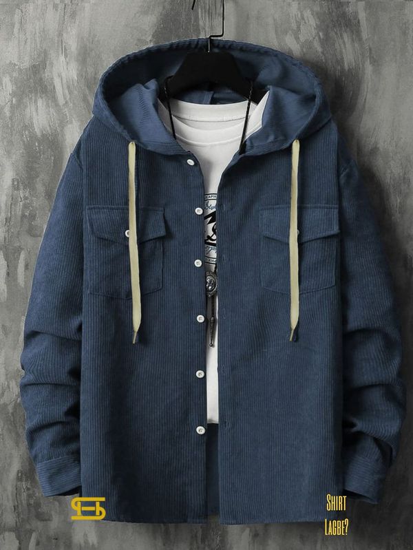 corduroy hooded shirt for winter 0058