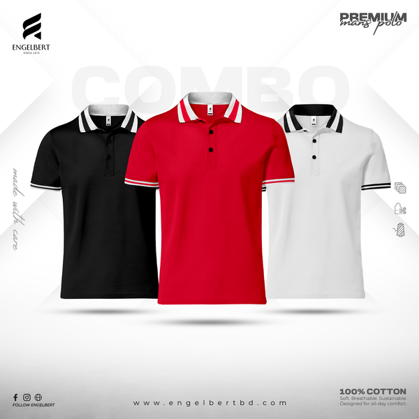 3 Pieces Combo Deal Premium Polo T-shirts 💥