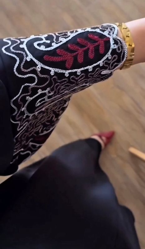 Luxury Black Embroidery Burqa - Image 2