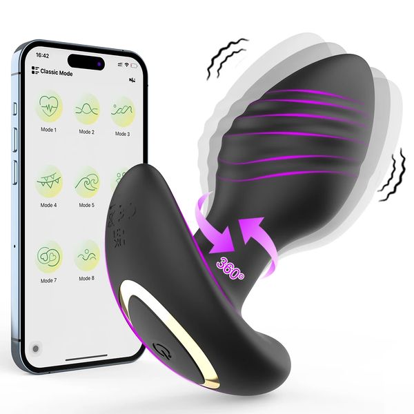 360° Rotation Anal Vibrator APP Bluetooth Control Prostate Massager 9 Vibrating Butt Plug Male Masturbator Adult Sex Toy for Men