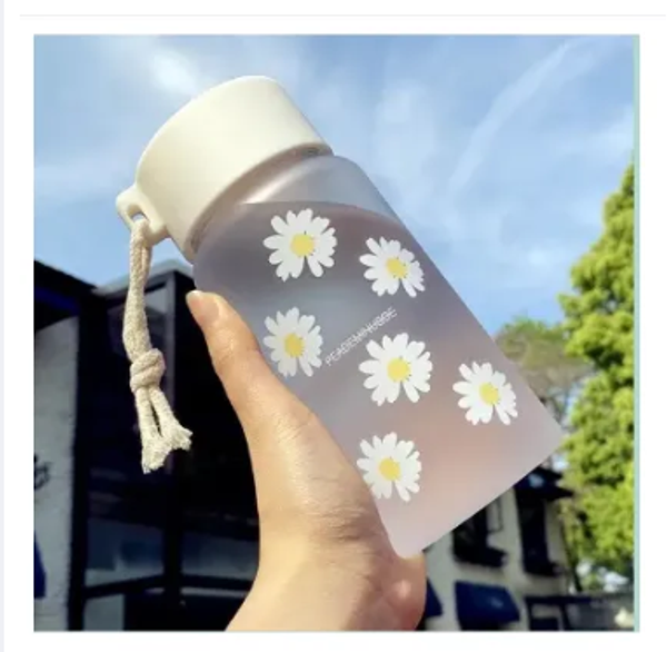 Water Bottle(500 ml), Cute Daisy, Large Capacity, Translucent, Water Bottle, Cup, Mug, Cup, Stylish, Wide Mouth