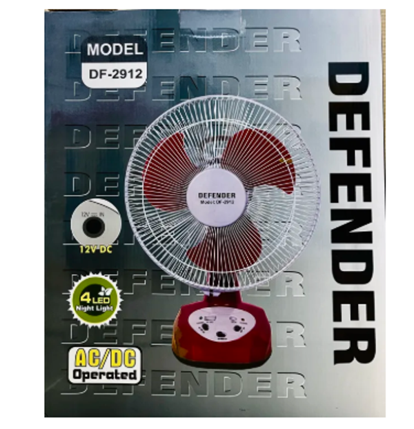 Defender DF-2912 Rechargeable fan AC/DC with LED Multi-Functional 12” Fan. ( 6 months warranty)