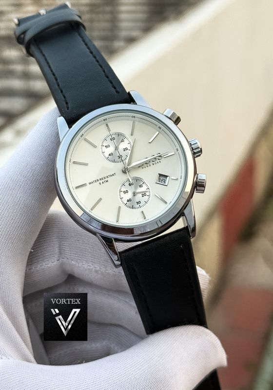 BOSS TWO CHRONO BLACK BELT WHITE DIAL