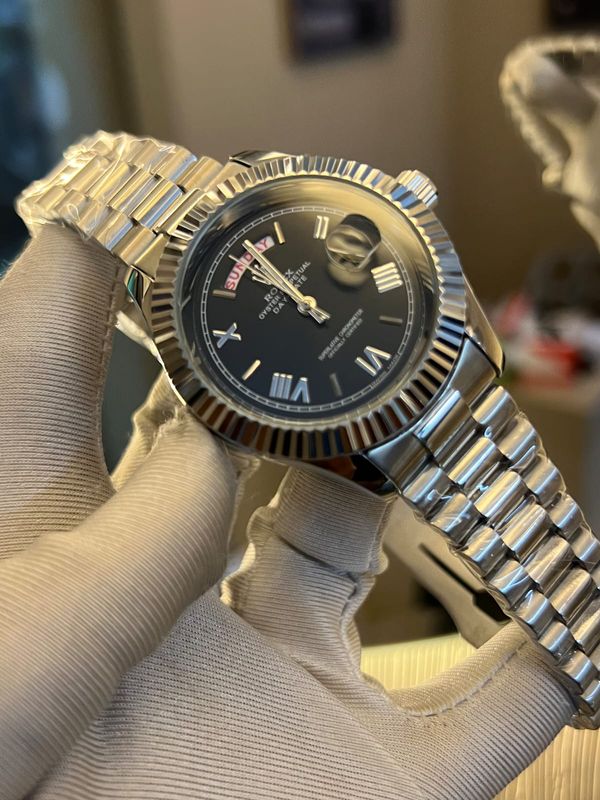 Rolex Day Date Silver Black Dial