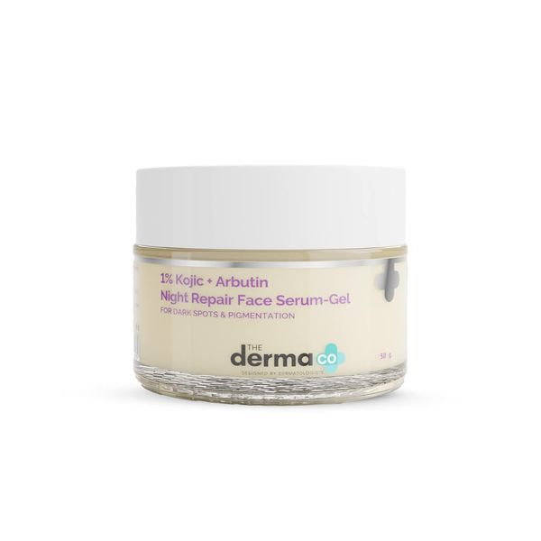 The Derma Co. 1% Kojic + Arbutin Night Repair Face Serum-Gel – For Dark Spots & Uneven Skin Tone