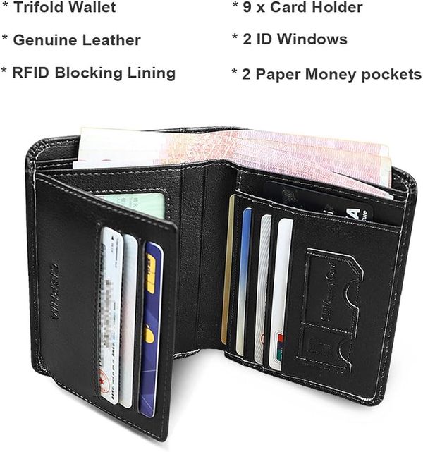 3pc Men'S Business Organ Card Package, Double-buckle Large-capacity Faux Leather Storage Wallet
