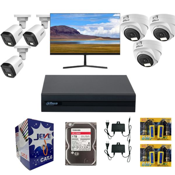 Dahua Full Color 6 CCTV Package With Monitor