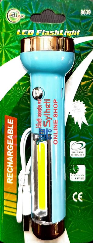 AB JAK Torch Light 8639 2-in-1 LED Flashlight Lithium Battery Long Lasting