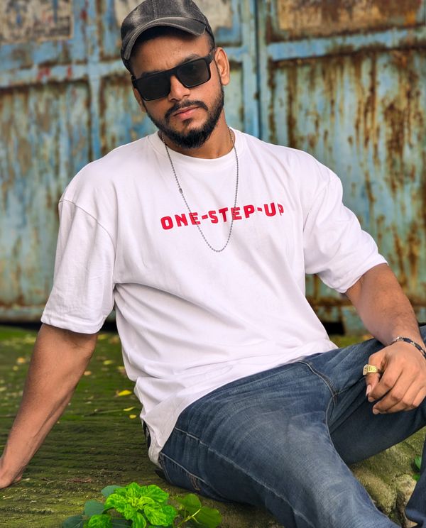 One step at a time // unisex // white Oversized t-shirt - Image 2