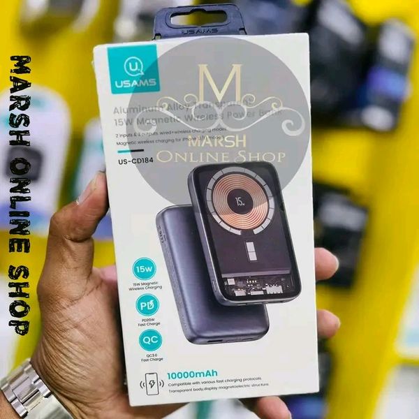 💥USAMS CD184 10000mAh PD 20W Aluminum Magnet WirPower Bankeless - Image 3