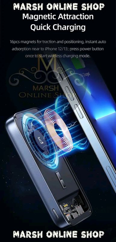 💥USAMS CD184 10000mAh PD 20W Aluminum Magnet WirPower Bankeless - Image 4