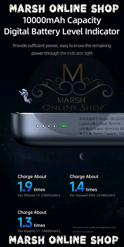 💥USAMS CD184 10000mAh PD 20W Aluminum Magnet WirPower Bankeless - Image 7