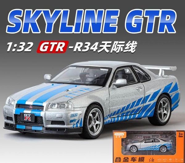 1:32 Nissan Skyline GT-R R34 Diecast Model Car Paul Walker Fast and the Furious