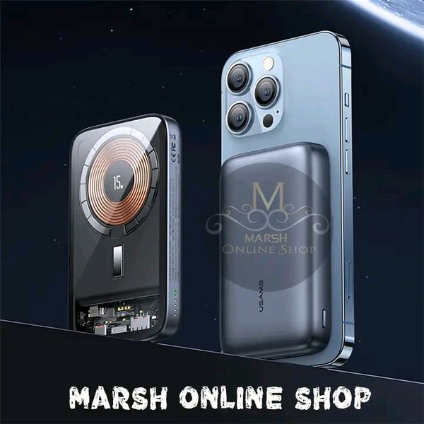 💥USAMS CD184 10000mAh PD 20W Aluminum Magnet WirPower Bankeless - Image 2