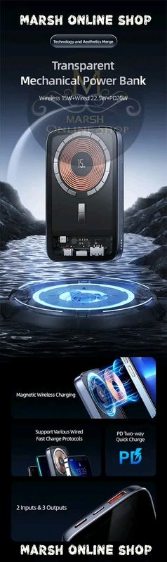 💥USAMS CD184 10000mAh PD 20W Aluminum Magnet WirPower Bankeless - Image 8