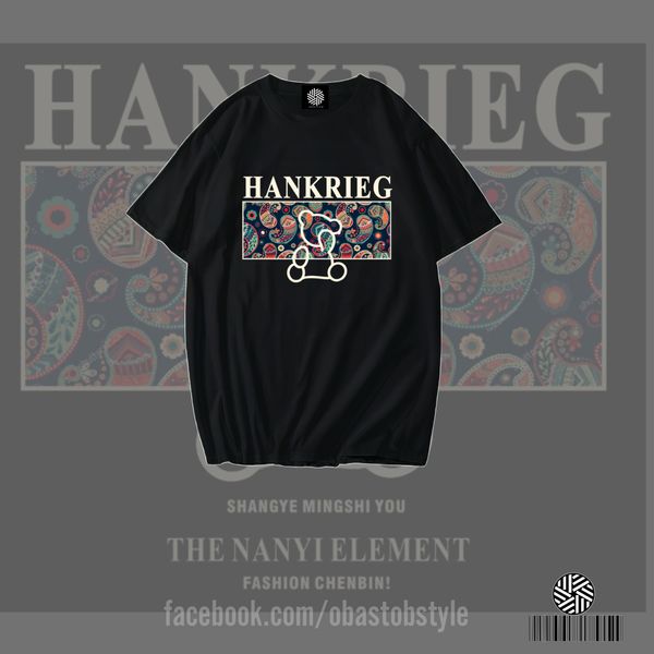 HANKRIEG. Bold Prints. Cultural Vibe Drop Shoulder T shirt.