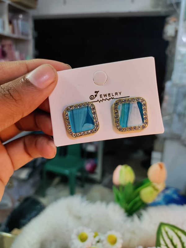 Korean candy colour blue earrings