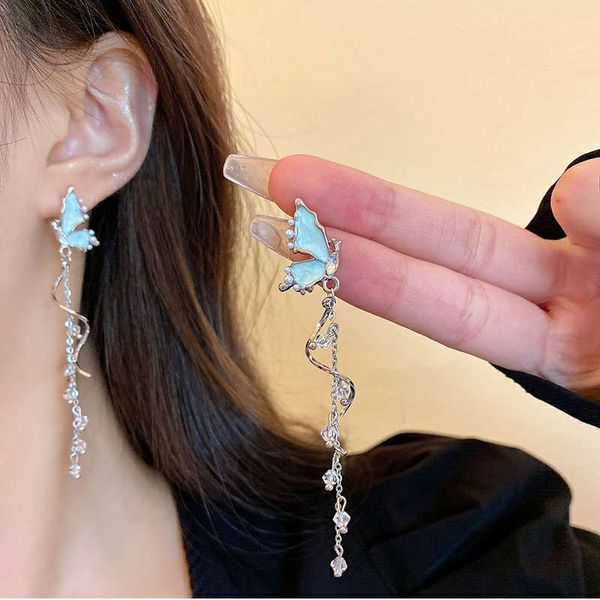 Romantic long tassel butterfly earrings