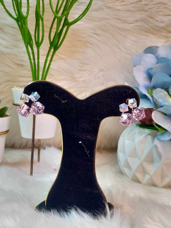 Square glass post earring