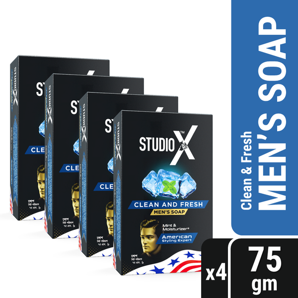 Studio X Clean & Fresh Soap for Men Combo Pack (75gm x 4)