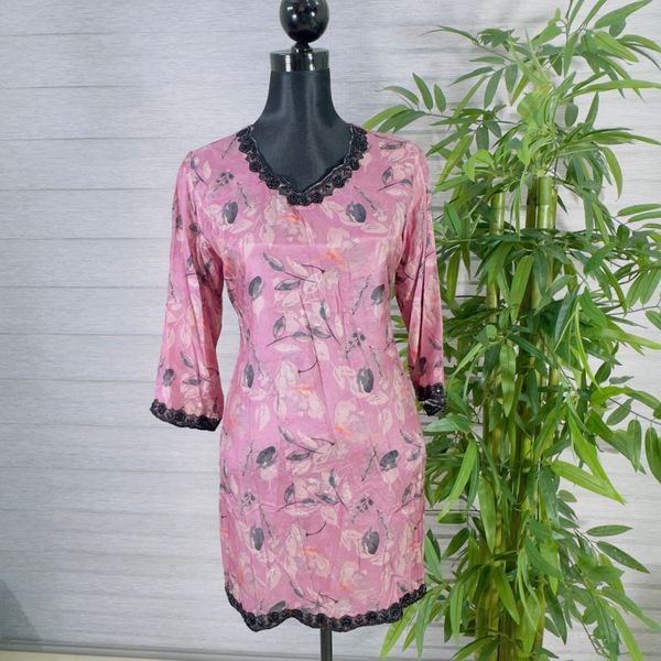 Women's Floral Print Longline Tunic with Black Pants