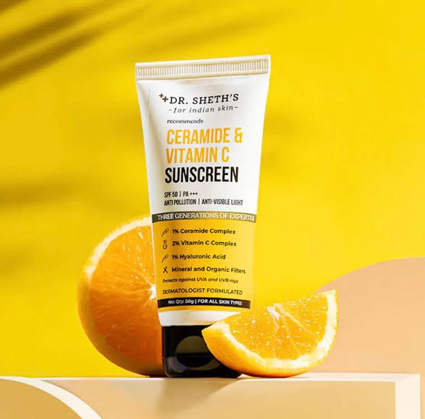 Dr. Sheth's Ceramide & Vitamin C Sunscreen | Spf 50/pa+++ |-(50g)