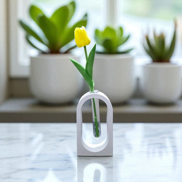 square shape flower vase+ tube + 1 piece tulip combo