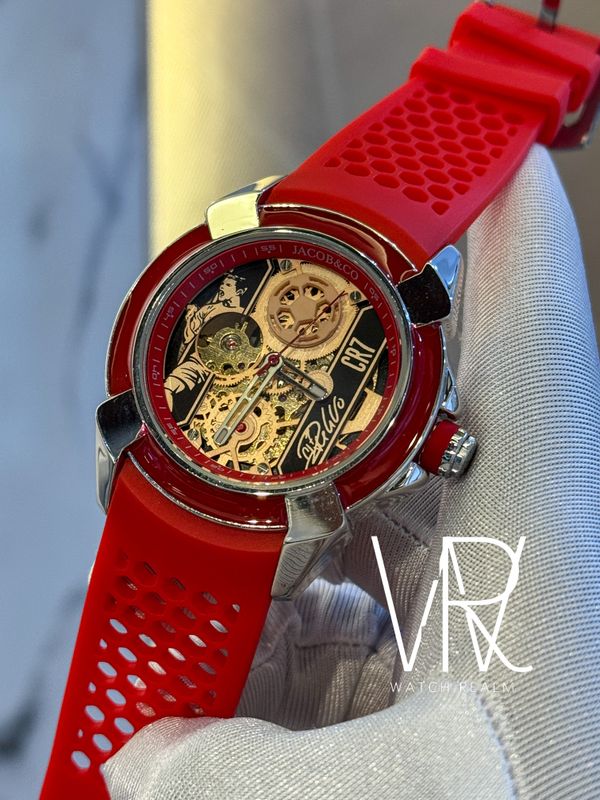 J&C CR7 AUTO-SILVER CASE ,RED BELT