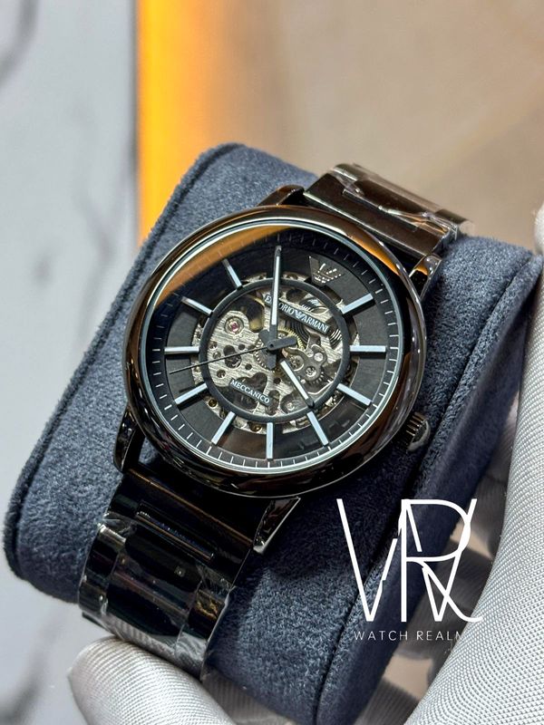 ARMANI AUTO BLACK CHAIN , BLACK DIAL
