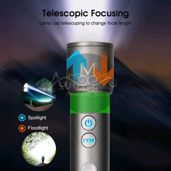 💥Auoyo Multifunctional COB Warning Zoomable Flashlight - Image 4