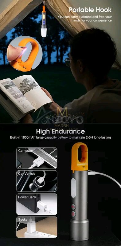 💥Auoyo Multifunctional COB Warning Zoomable Flashlight - Image 13
