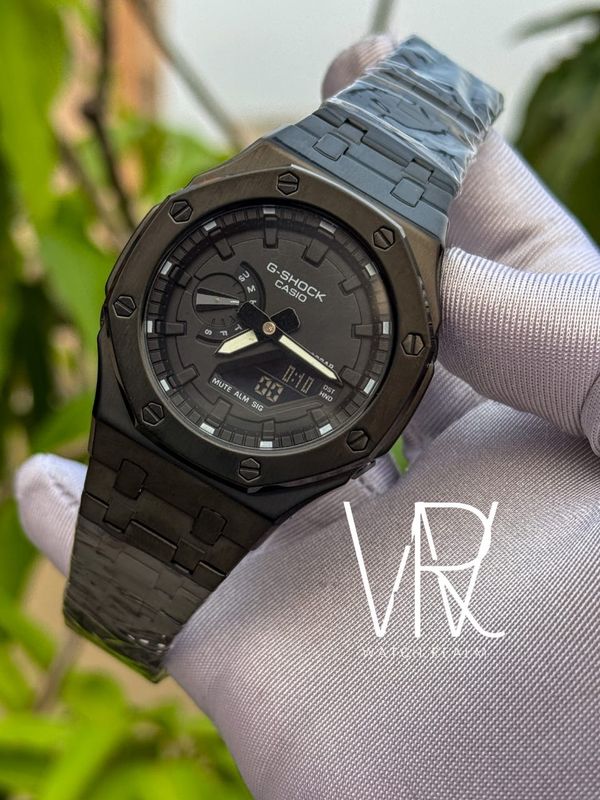 GSHOCK GA2100 BLACK CHAIN MODED,BLACK DIAL