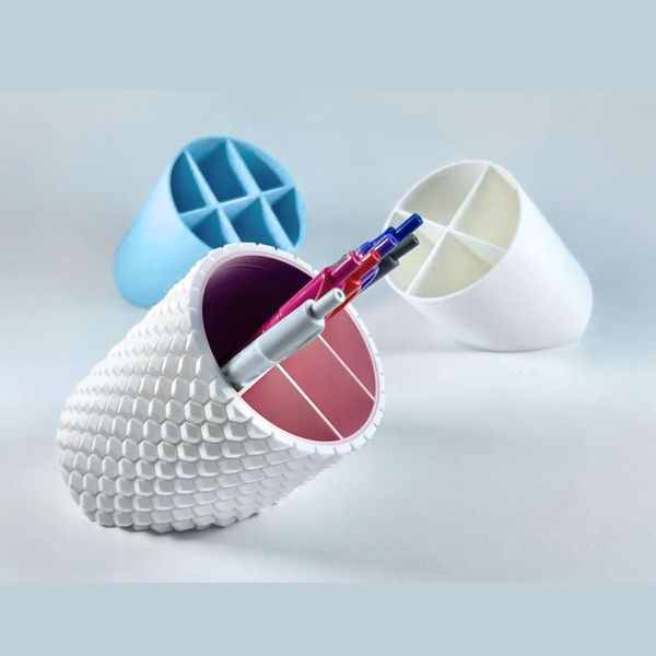 Honeycomb Angle Pen Holder – 4-Compartment Desk Organizer | IndecorBD