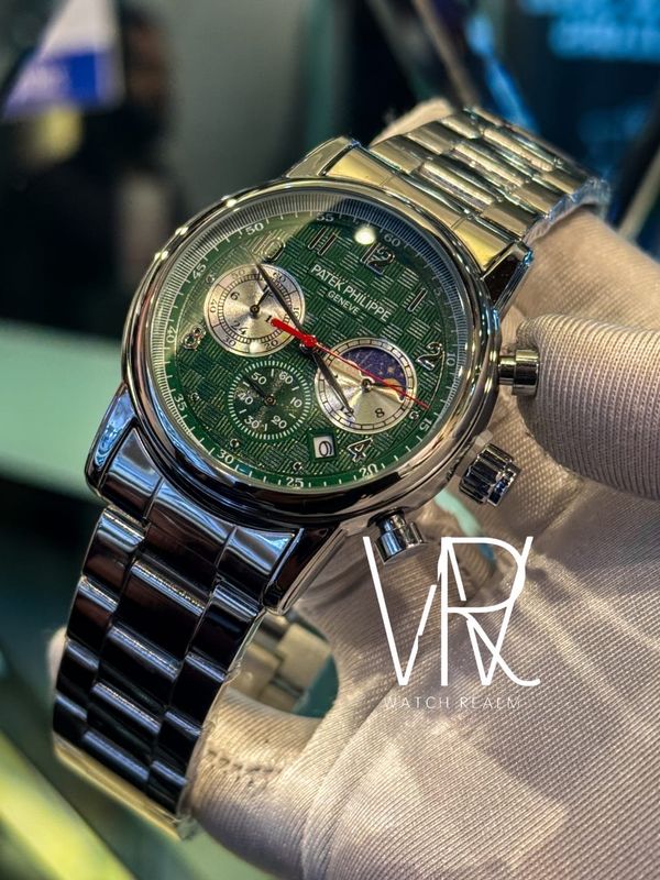 PATEK CHRONO SILVER CHAIN GREEN DIAL