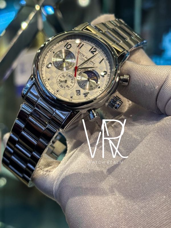 PATEK CHRONO SILVER CHAIN, WHITE DIAL