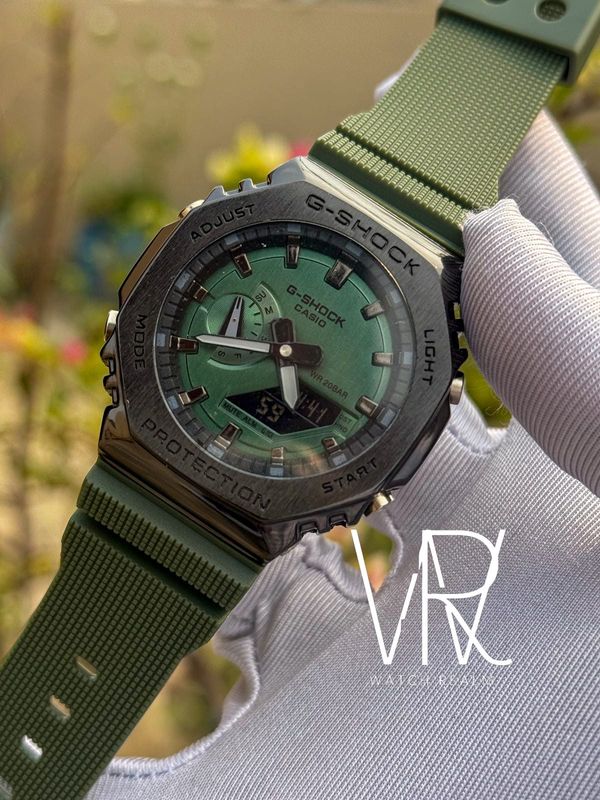 GSHOCK GM2100 GREEN BELT METAL BODY