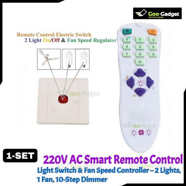Smart Remote Control Light Switch & Fan Speed Controller – 2 Lights, 1 Fan, 10-Step Dimmer