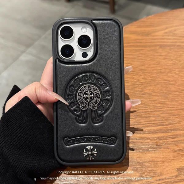 Premium Leather Metal Logo Case