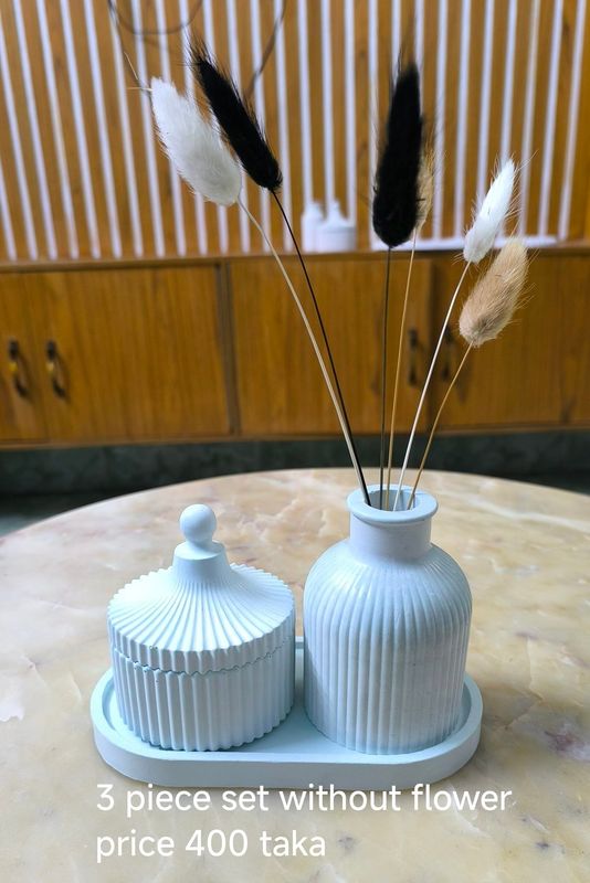 3 piece combo tray/flower vase/ juellery box (pest)