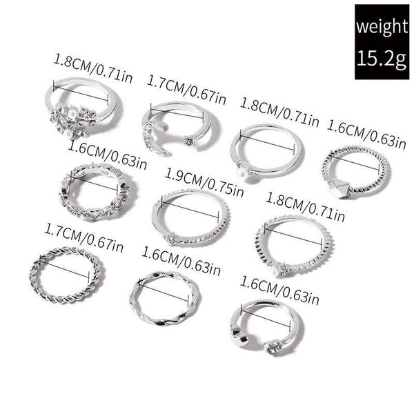 Moon Ring set Colour Silver