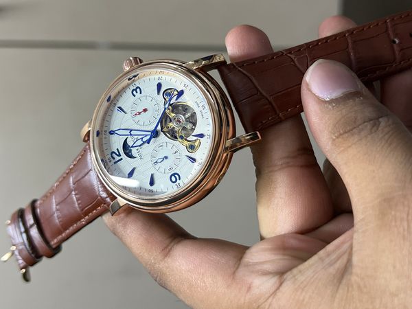 PATEK AUTO BELT BROWN BELT ROSE GOLD CASE V2