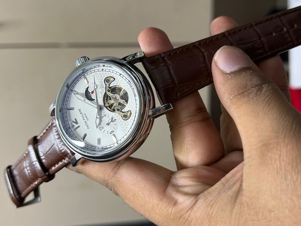PATEK AUTO BROWN BELT SILVER CASE V5
