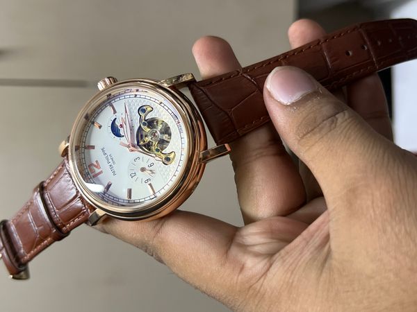 PATEK AUTO BROWN BELT ROSE GOLD CASE V5