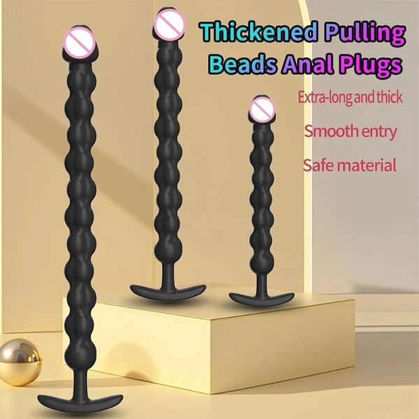 Long Pulling beads Anal Plug Huge Anal Dildo Dilator Butt Plug Prostate massage Masturbator Adult Anal Sex Toy For Women Men Gay