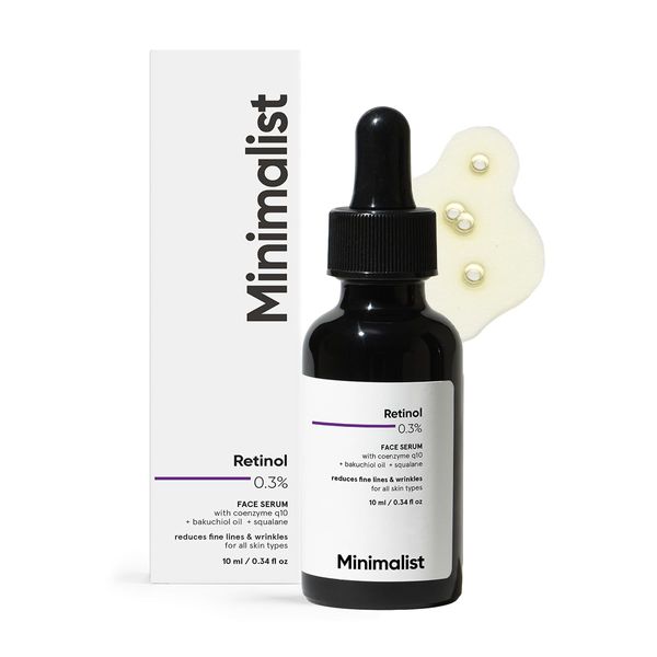Minimalist 0.3% Retinol + Q10 Anti-Aging Night Serum – Fine Lines & Wrinkles Reduction for Beginners