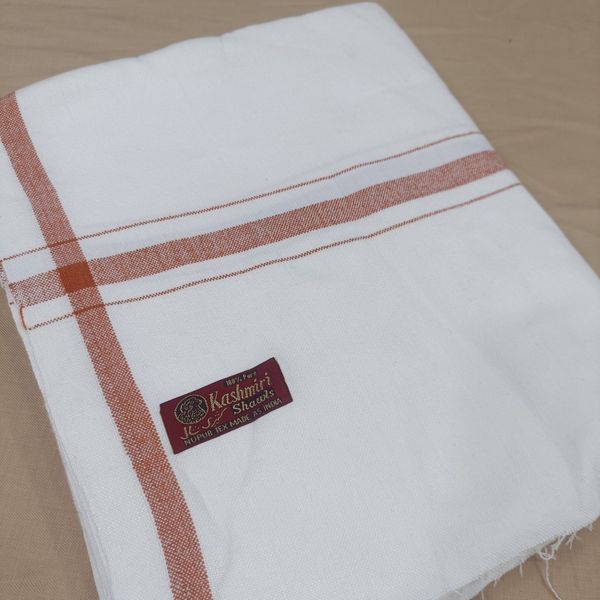 Traditional Border White Shawl - Image 2