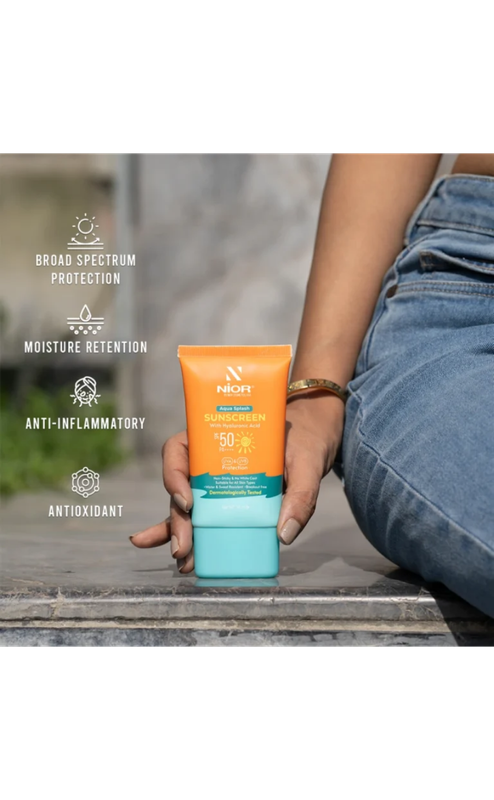 Nior Aqua Splash Sunscreen SPF 50 PA++++ 50ml - Image 6