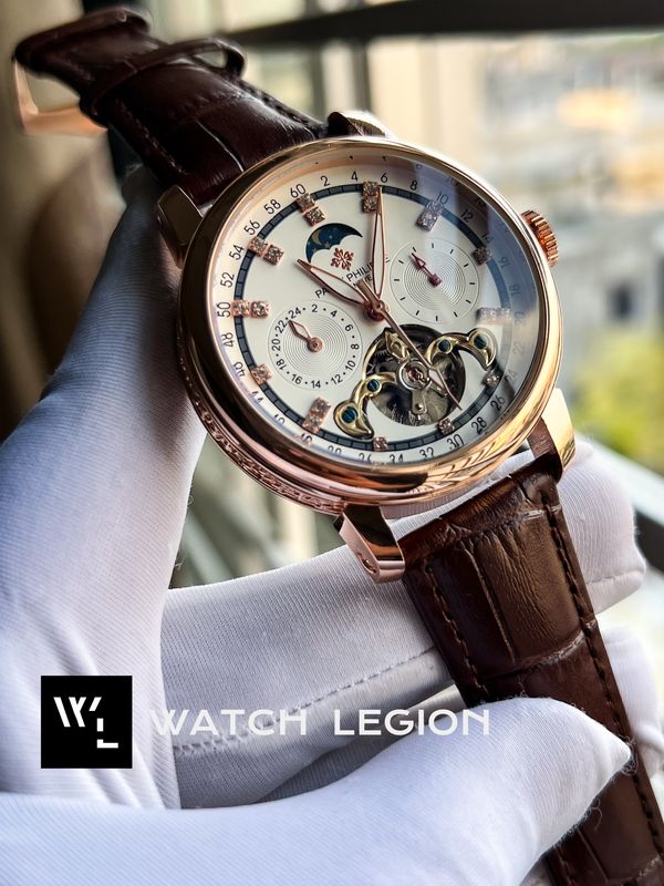 PATEK AUTO BROWN BELT ROSE GOLD CASE V3